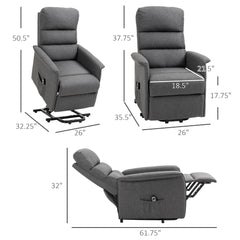 Power Lift Chair for Seniors, Electric Lift Recliner Chair with Remote Control, Side Pockets for Living Room, Gray