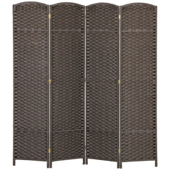 Folding Room Divider Screen 4 Panel 5.6 ' Tall Privacy Screen Freestanding Room Partition for Home Office, Brown