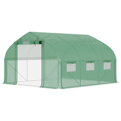 11.5' x 10' x 6.5' Walk-in Tunnel Greenhouse, Green House with Zippered Mesh Door, 7 Mesh Windows & Roll-up Sidewalls, Upgraded Gardening Plant Hot House with Galvanized Steel Hoops, Green