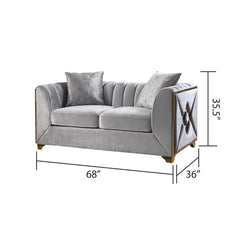 Demeter Modern Style Loveseat in Silver