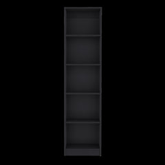 Home Xs Bookcase with 5-Tier Shelves and Slim Design -Black -Office