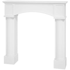 Modern Fireplace Mantel, Freestanding Fireplace Surround for Electric Fireplaces, 43.3" W x 39.8" H, White
