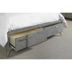 Gray Queen Storage Bed W/ Book matched Veneer