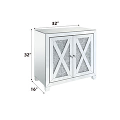 Infinity Mirrored & Faux Diamonds Console Cabinet