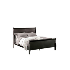 Black Sleigh Design Twin Size Bed Bedroom Furniture 1pc Louis Phillipe Bed Bracket Feet Wooden