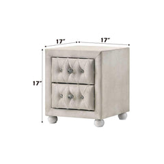 Neptune Beige Fabric Nightstand