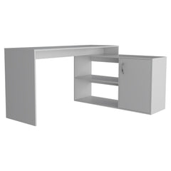 Comet Modern L-Shaped Computer Desk with Open & Closed Storage -White