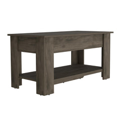 Aria Storage Table, One Extendable Table Shelf, Four Legs, Lower Shelf -Dark Brown