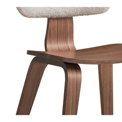 Poem White Boucle 7 Walnut Finish Side Chair (Set of 2)