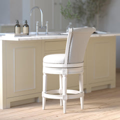 Sanctuary Wood Counter-Height Swivel Barstool with High-Back, 1PC