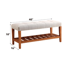 Hera Light Gray Fabric & Oak Finish Bench