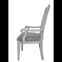 Sanctuary Light Gray Linen & Weathered White Finish Arm Chair (Set of 2)