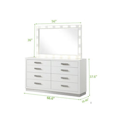 Aphrodite Modern Style 8-Drawer Dresser Made with Wood in Milky White