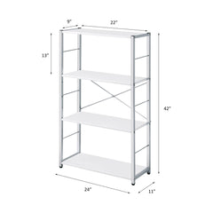 Avalon White & Chrome Finish Bookshelf