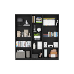 Zenith 3 Piece Home Bookcase set, 67" Wide with 13 Shelves , Living Room Set Set Black