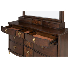 1pc Transitional Dresser Round Knobs Gold Capped Legs Dark Cherry Bedroom Furniture UV-Stained Dustproof Cases