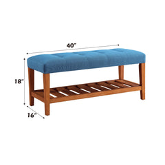 Hera Light Blue Fabric & Oak Finish Bench