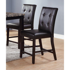 Agamemnon Contemporary Set of 2 Counter Height Chairs Brown Finish Dining Seating's Cushion Chair Tufted Back Kitchen Dining Room