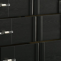 Mars Modern Dresser with Sintered Stone Top, Smooth-Glide Drawers, Acrylic Bar Pulls in Black Wood-Grain Finish (Includes Dresser Only - Mirror Not Included)