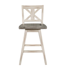 Mercury Height Chairs Set of 2, White Gray 360-degree Swivel Chair Solid Rubberwood Kitchen Dining Furniture, X-Back