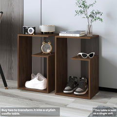 Cosmos 25" High 3-Tier Open Shelf Side Table, Dark Brown, Black