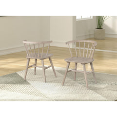Mid-Century Modern Style 2pc Dining Chair Shaker Legs Molded Seat Spindle Back Natural Oak Finish Dining Room