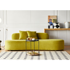 90" Curved Sofa with Throw Pillows, 4 Seater Luxury Velvet Couch with Half Moon Design and High-Density Foam, Ideal for Modern Living Room, Office & Apartment, Olive Green
