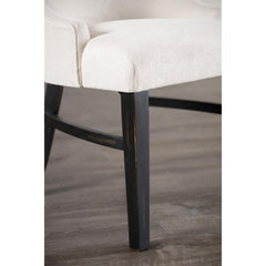 Transitional Style 2pc Arm Chair Angled Legs Padded Wing Back Welt Black And Beige Finish Dining Room