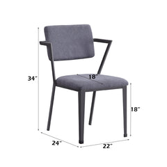 Odysseus Gray Fabric & Gunmetal Finish Dining Chair ( Set of 2)
