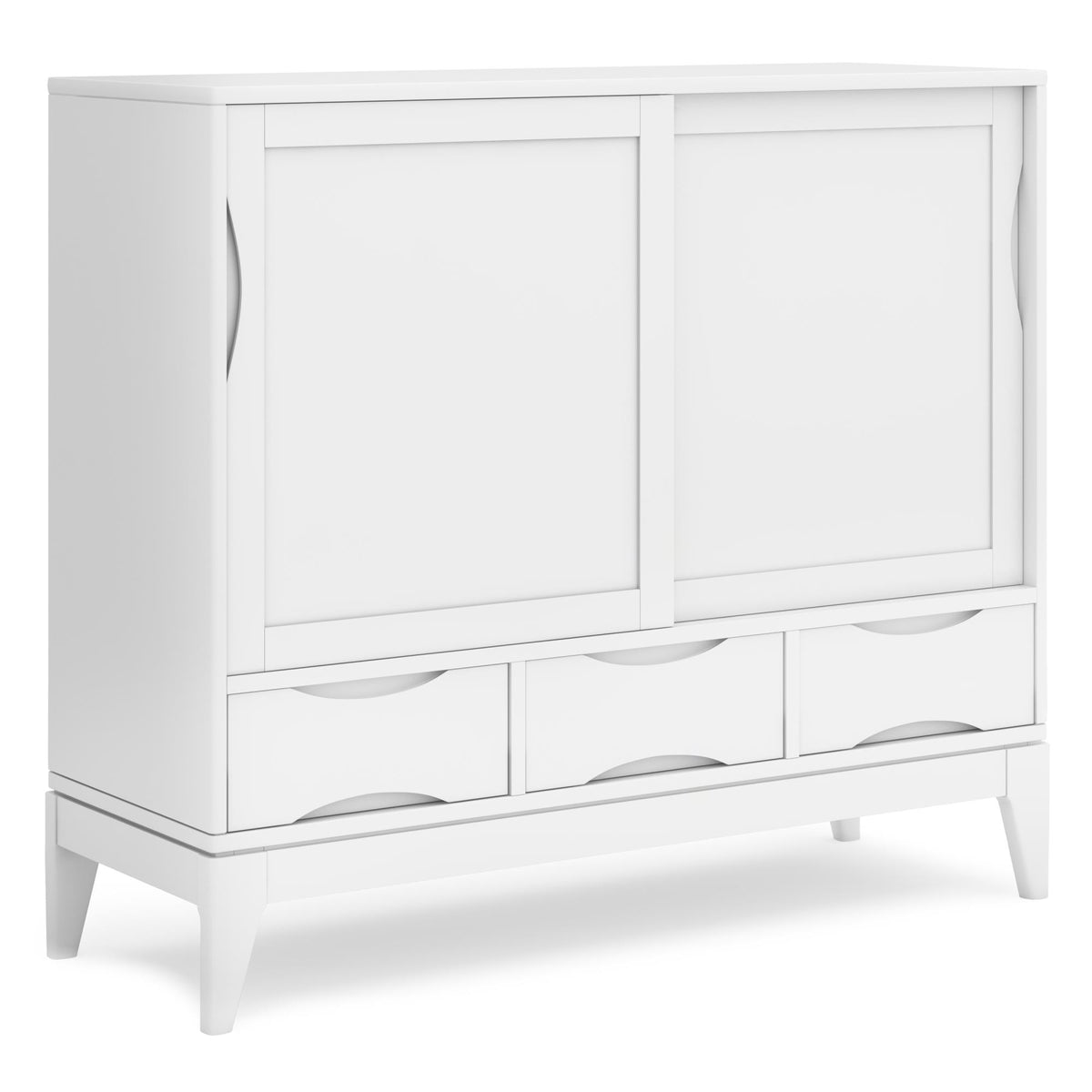 Hephaestus 48 inch Wide Solid Hardwood Mid-Century Modern Medium Storage Cabinet in White