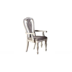 Antique White Set of 2pc Dining Arm Chairs Upholstered Tufted Unique Design Chairs Back Cushion Seat Dining Room