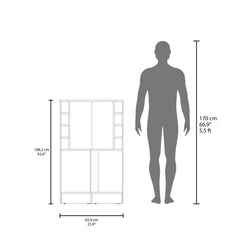 Jason 42" Tall Corner Bar Cabinet with Eight Wine Bottle Cubbies and Double Door cabinet, Living Room, Liquor Cabinet, Storage Cabinet Light Oak