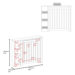 Camelot Cover Cabinet Joseph with Slatted Frame and 3 Shelves, Decorative Heater Cover, Modern Furniture Accent, White