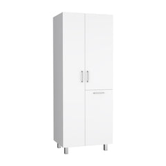 Saturn 71" High Two-Door Broom Closet With Hamper, Four Shelves, Hangers, Storage Closet, Pantry Cabinet