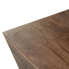 Myth 28 inch Wide Solid Mango Wood Square Coffee Table in Dark Brown