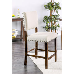 Sanctuary Padded Fabric Chairs Set of 2pc Dining High Chairs Nailhead Trims Solid wood Brown Cherry