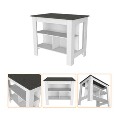 2 Piece Kitchen Set, Kitchen Island + Pantry Cabinet , White /Onyx /Light Oak