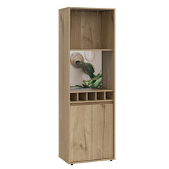 Harmony Bar Cabinet, Two Shelves, Five Built-in Wine Rack, Double Door -Light Oak