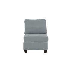 Living Room Furniture Armless Chair Grey Linen Like Fabric 1pc Cushion Armless Chair Wooden Legs