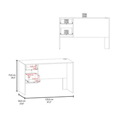 Hades Modern Office Desk with Two Drawers and Side Storage, Compact Computer Workstation for Home Office or Study Room