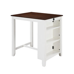 Waltz 36 Inch Counter Height Small Dining Table with Shelves, USB Port, White