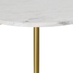 Sonata - Round Marble & Wood Side Table - White / Natural