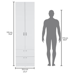 Perseus 76" High Armoire Wardrove Closet with 2 Drawers, Double Door Cabinet , One Shelf and Hanging Rod, Bedroom Clothes Storage Cabinet Organizer