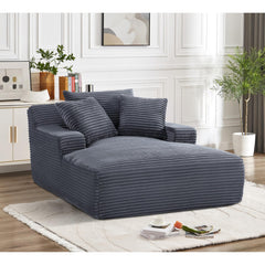 Planet Oversized Chaise Lounge Chair in Soft Corduroy, Modern Comfy Couch with Full Foam Cushioning, Cozy Sleeper Sofabed for Living Room, Bedroom, No Assembly Required, Grey