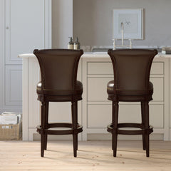 Story Wood Bar-Height Swivel Barstool with High-Back, 1PC