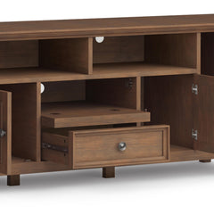 Atlas 72 inch Wide Solid Wood TV Stand in Rustic Natural Aged Brown For TVs up to 80 inches