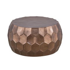 PULSAR Modern Contemporary Round Aluminum material 32" Coffee Table, Farmhouse Table with Glossy Diamond-Patterned Base Copper