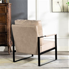 Nirvana Classic Mid Century Modern Accent Chair with Durable Square Metal Frame, Armchair for Living Room, Bedroom, Home Office in Spotted Microfiber Upholstery, Light Camel