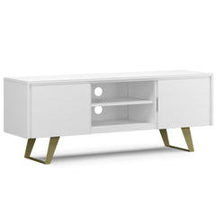 Athena 63 inch Wide Solid Wood TV Stand in White For TVs up to 70 inches