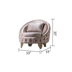 Clytemnestra Modern Style Button Tufted Chair Made Of Wood and Gold Coated Metal Legs in Taupe Color
